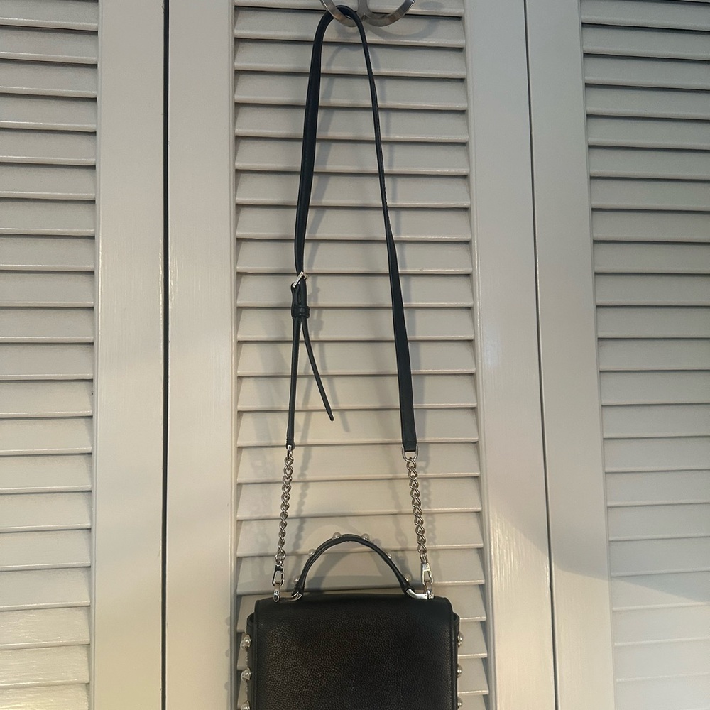 Black Structured Crossbody Bag with Top Handle